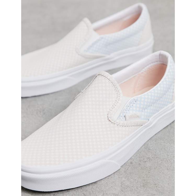 Vans Classic Slip On pastel checkerboard trainers in blue and white