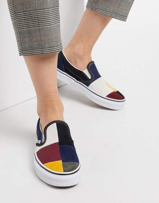 Satin patchwork hotsell slip on vans