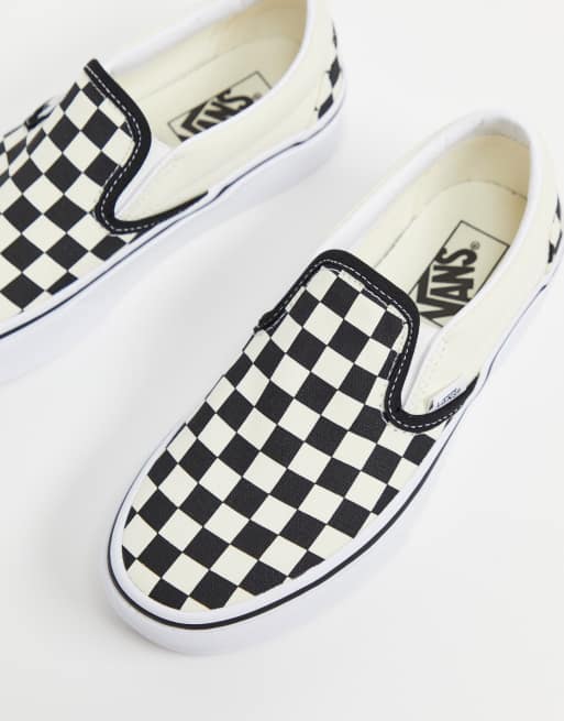 Vans Classic Slip-On Platform checkerboard sneakers in black and white