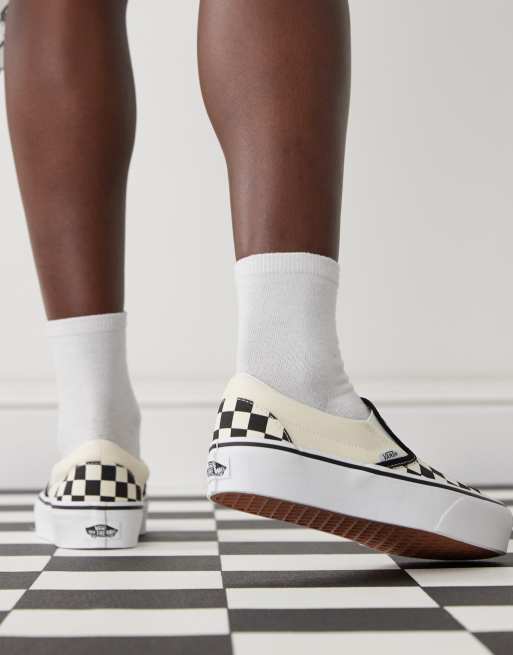 Checkered slip on platform vans online