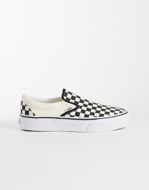Vans Classic Slip-On Platform checkerboard trainers in black and white