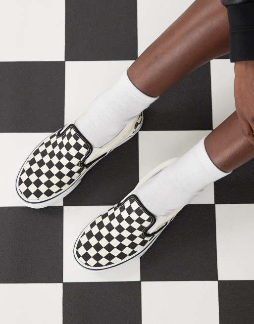 Vans Classic Slip On Platform checkerboard trainers in black and white ASOS