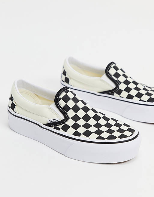 Vans Classic Slip-On Platform checkerboard trainers in black/white