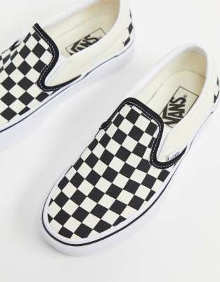 vans slip on platform checkerboard trainers in white