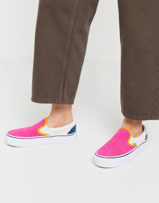 color block vans slip ons