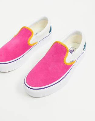 multi colored vans slip ons