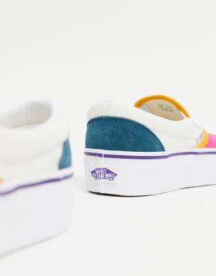 color block vans slip ons