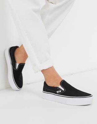 vans black platform slip ons