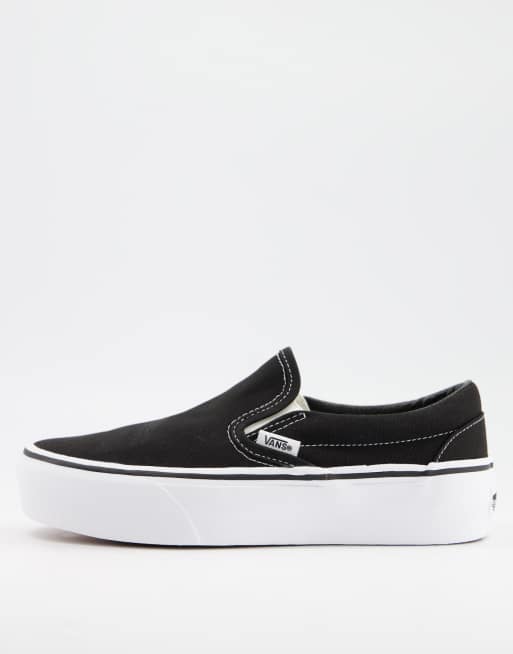 platform black slip on vans