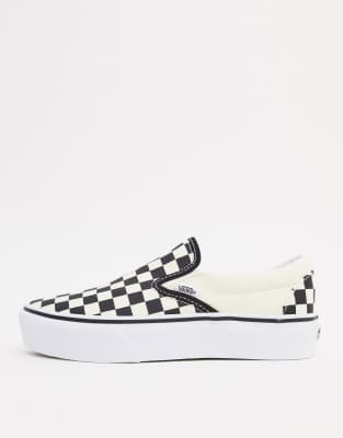 checkerboard slip on vans platform