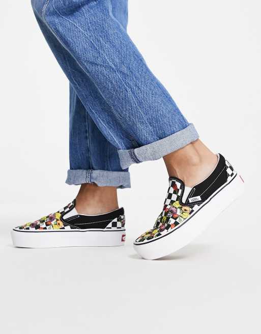 Vans Classic slip on platform sneakers in multi