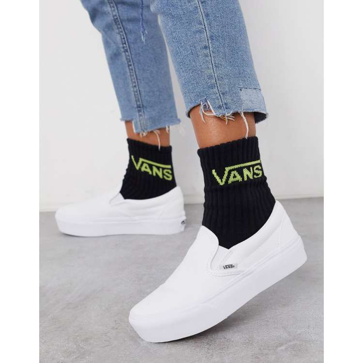 Plain white discount slip on vans