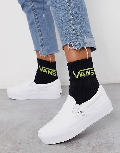 Vans Classic Slip-On Platform sneakers in white 
