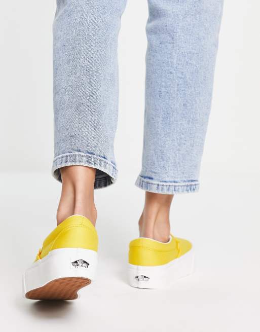 Yellow slip cheap on vans womens