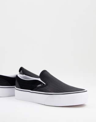 black leather platform slip on sneakers