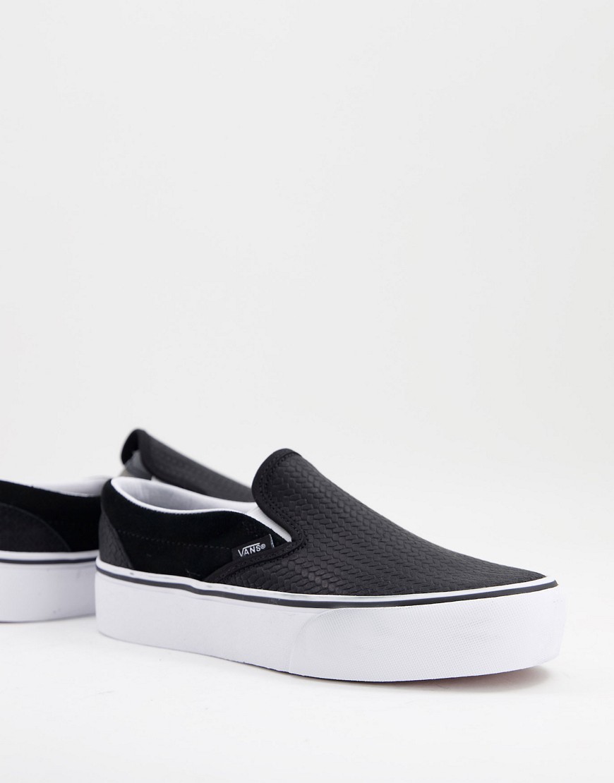 Vans Classic Slip-On Platform Suede Emboss sneakers in black