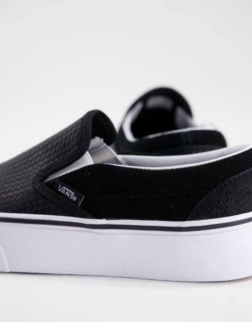 Vans Classic Slip On Platform Suede Emboss sneakers in black ASOS