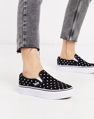 polka dot slip on shoes