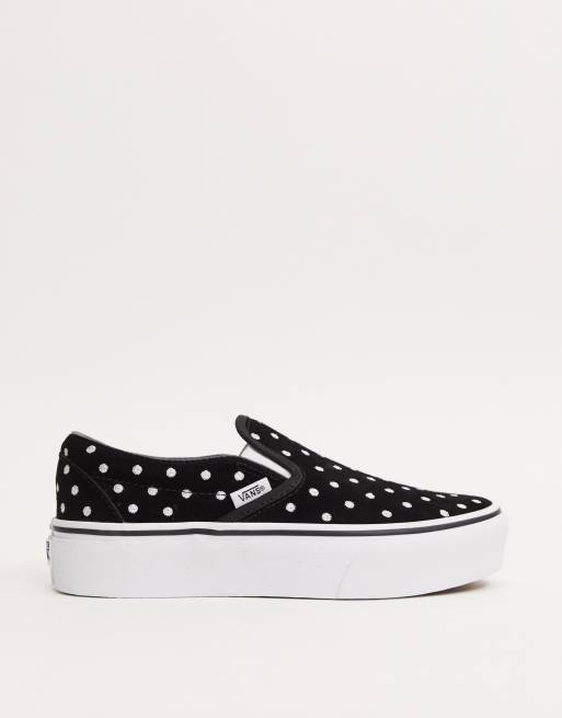 Vans Classic Slip On Platform suede trainers in polka dot