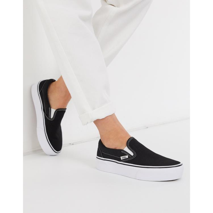 Vans black hot sale platform slip on