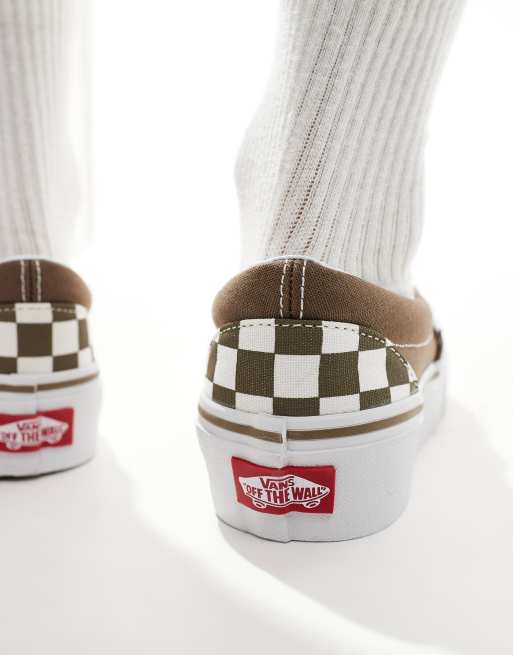 Vans classic slip on platform trainers in brown and white ASOS