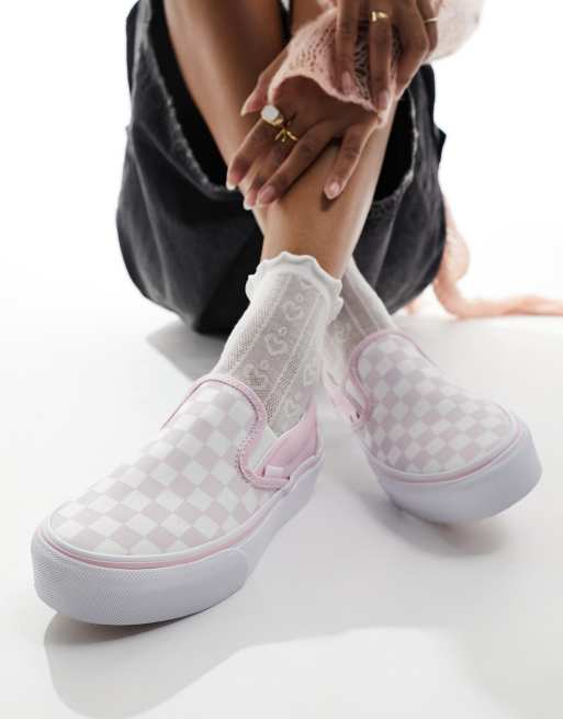 Checkerboard slip on platform vans best sale