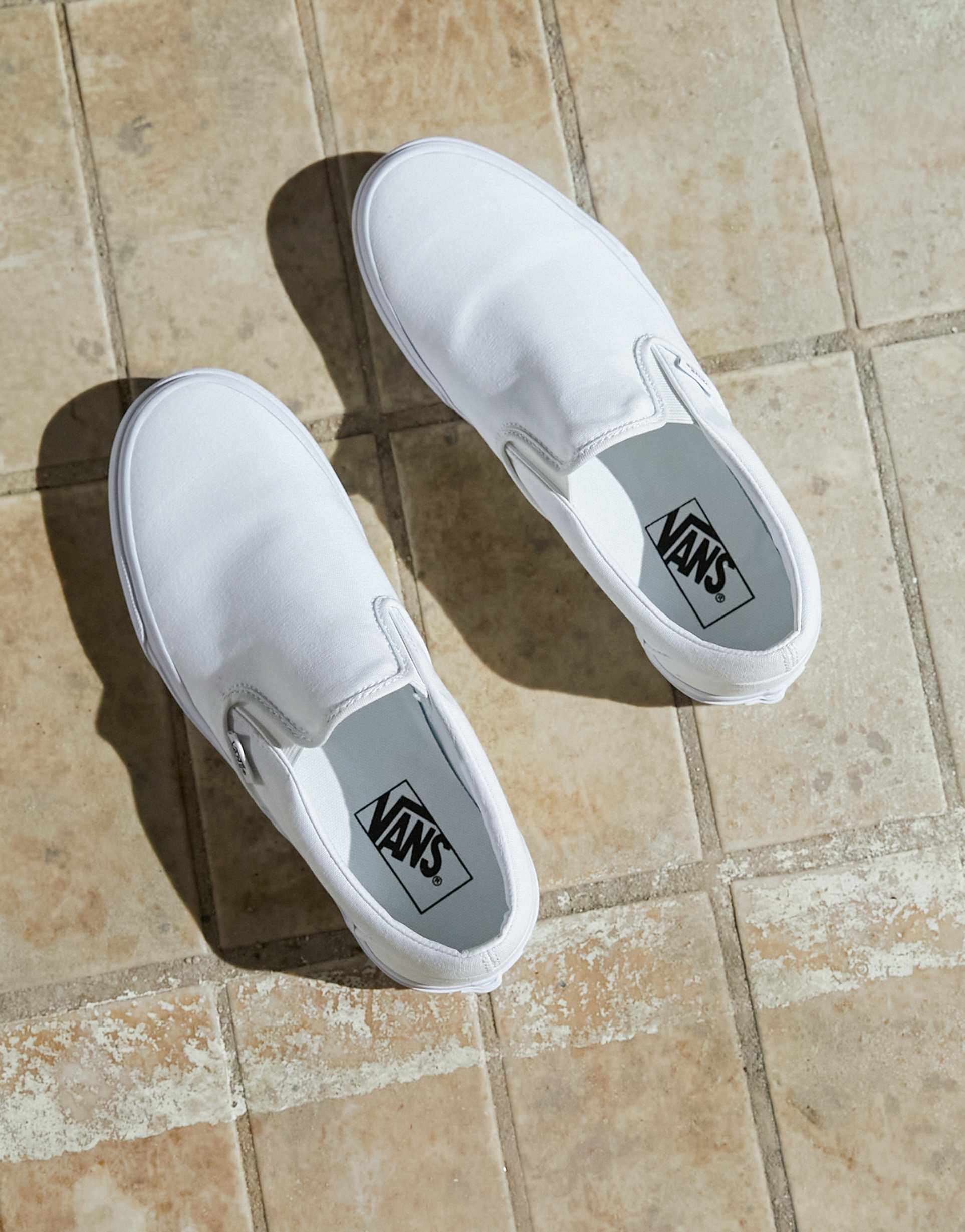 vans classic slip-on plimsolls in white