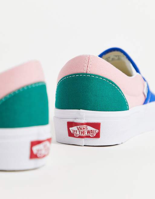 Pink green store and blue vans