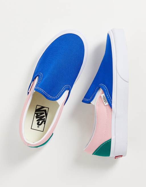 Pink and blue store slip on vans