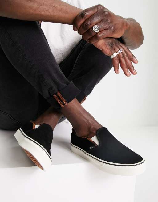 tolerance Afslut Ved en fejltagelse Vans Classic Slip-On Sherpa sneakers in black | ASOS