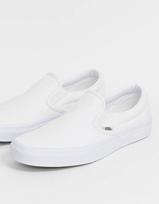 White slip on vans best sale famous footwear