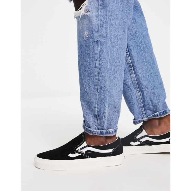 Vacante Aprendizaje Directamente Vans Classic Slip-On Side Stripe sneakers In black | ASOS