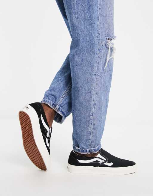 Vans Classic Slip-On Side Stripe sneakers In black | ASOS