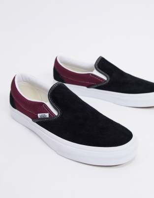 burgundy slip ons vans