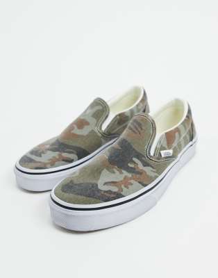 vans slip on camo shoes