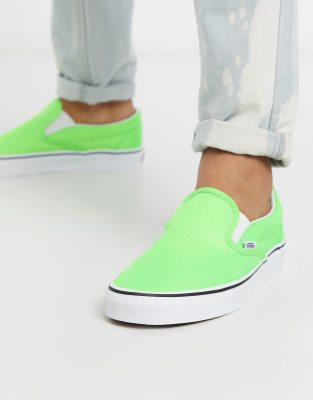 neon green slip on vans