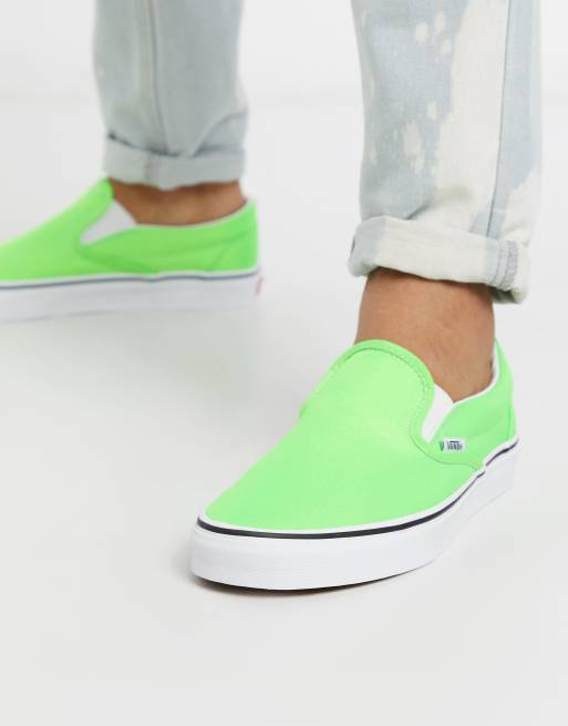 Lime green hot sale vans slip ons