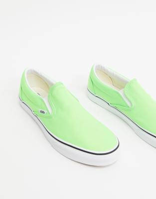 lime green vans slip ons