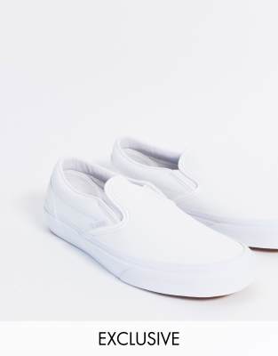 white leather slip on