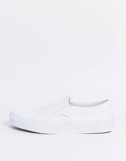 Vans classic slip on best sale white leather