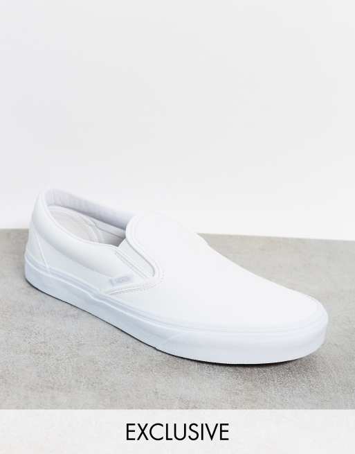 White leather vans shop slip on womens