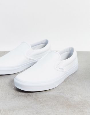 vans classic slip on white leather