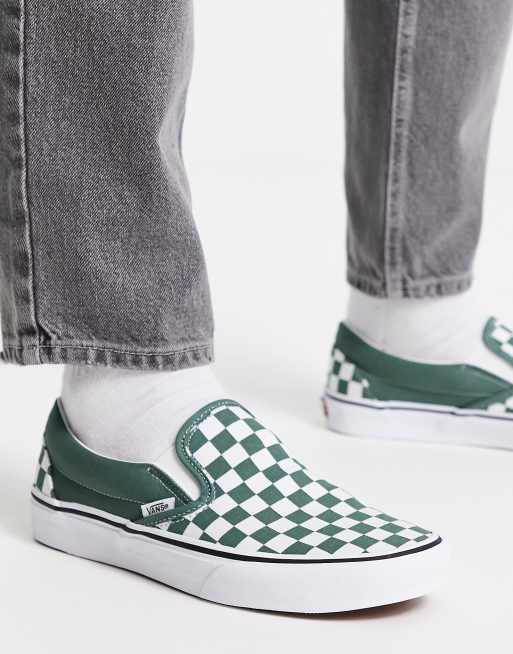 Vans Classic Slip On Sneaker zum Hineinschlupfen in Dunkelgrun mit Schachbrettmuster ASOS