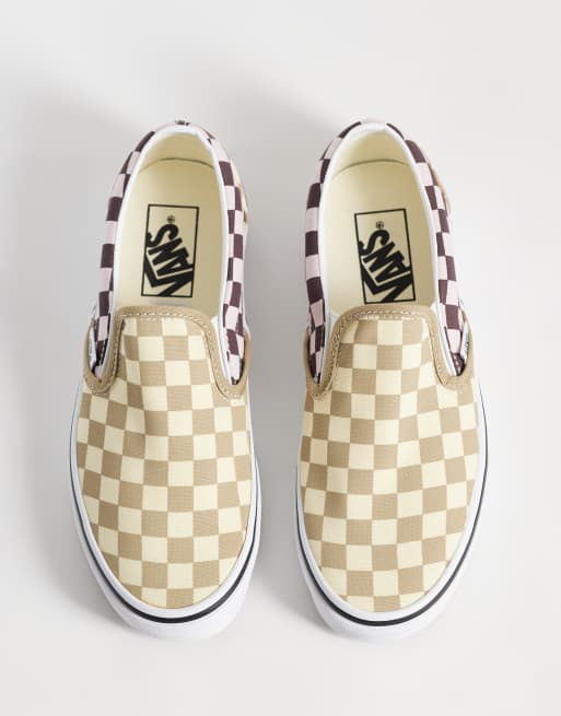 Vans Classic Slip-On sneakers a scacchi beige e viola, 3 di 5