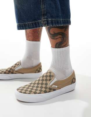 Classic Slip-on sneakers in beige checkerboard print-Neutral