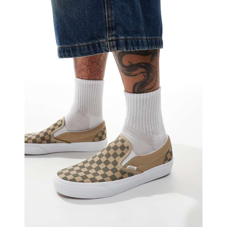 CksoShops Vans Ruffed VN0A4S8PYRT on sneakers in beige checkerboard print Vans Classic Slip