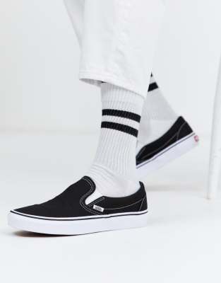 vans classic slip on black and white