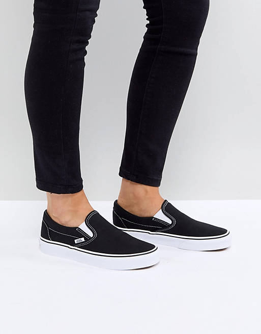 مساعدات مونرو Vans Classic slip on sneakers in black and white مساعدات مونرو