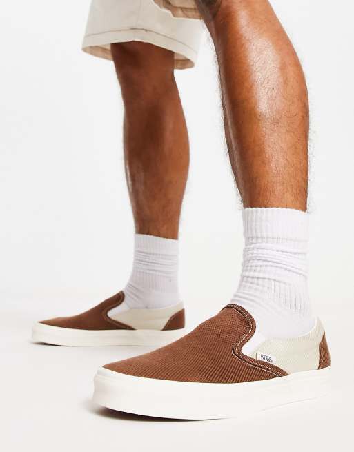 Vans Classic Slip-On sneakers in brown and off white ASOS