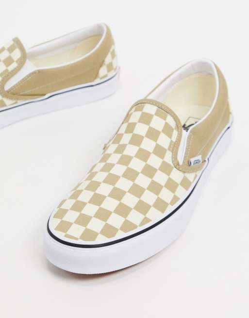 Vans Classic Slip on Shoes - Checkerboard Golden Brown